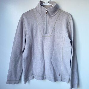 Tommy Bahama S 1/4 Zip Pullover Sweater Beige Tan Cotton Blend Coastal Grandma